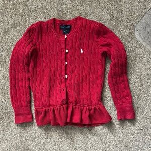 Ralph Lauren Red Cable Knit Sweater